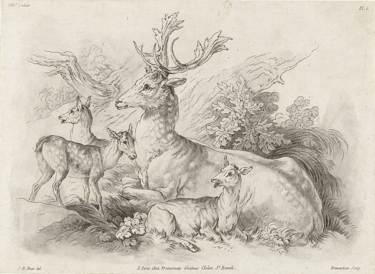Resting Deer by Gilles Demarteau