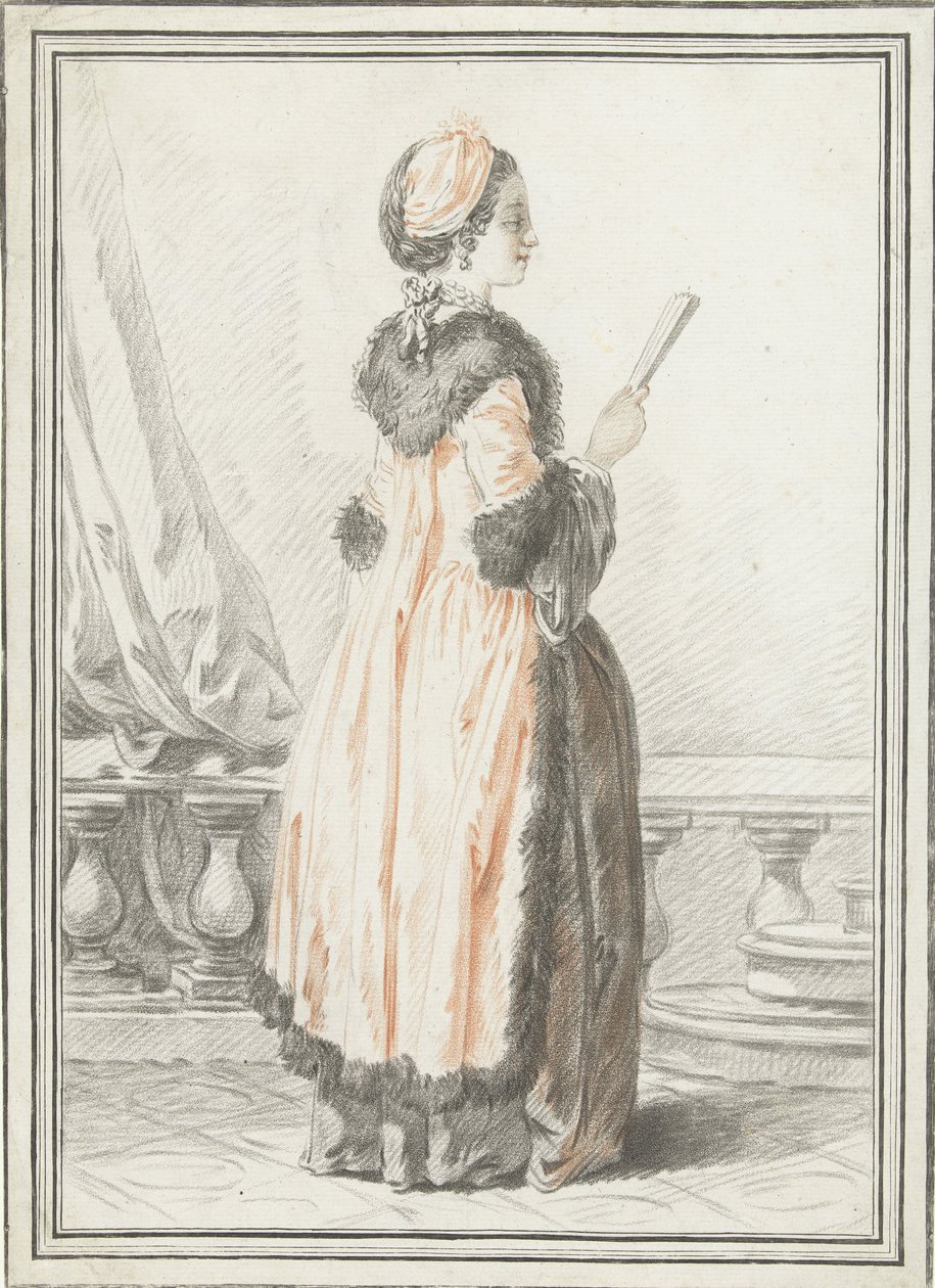 Standing Woman with Fan in Hand by Gilles Demarteau
