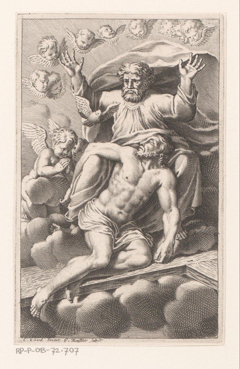 Trinity Surrounded by Cherubs on Clouds by Gilles Rousselet