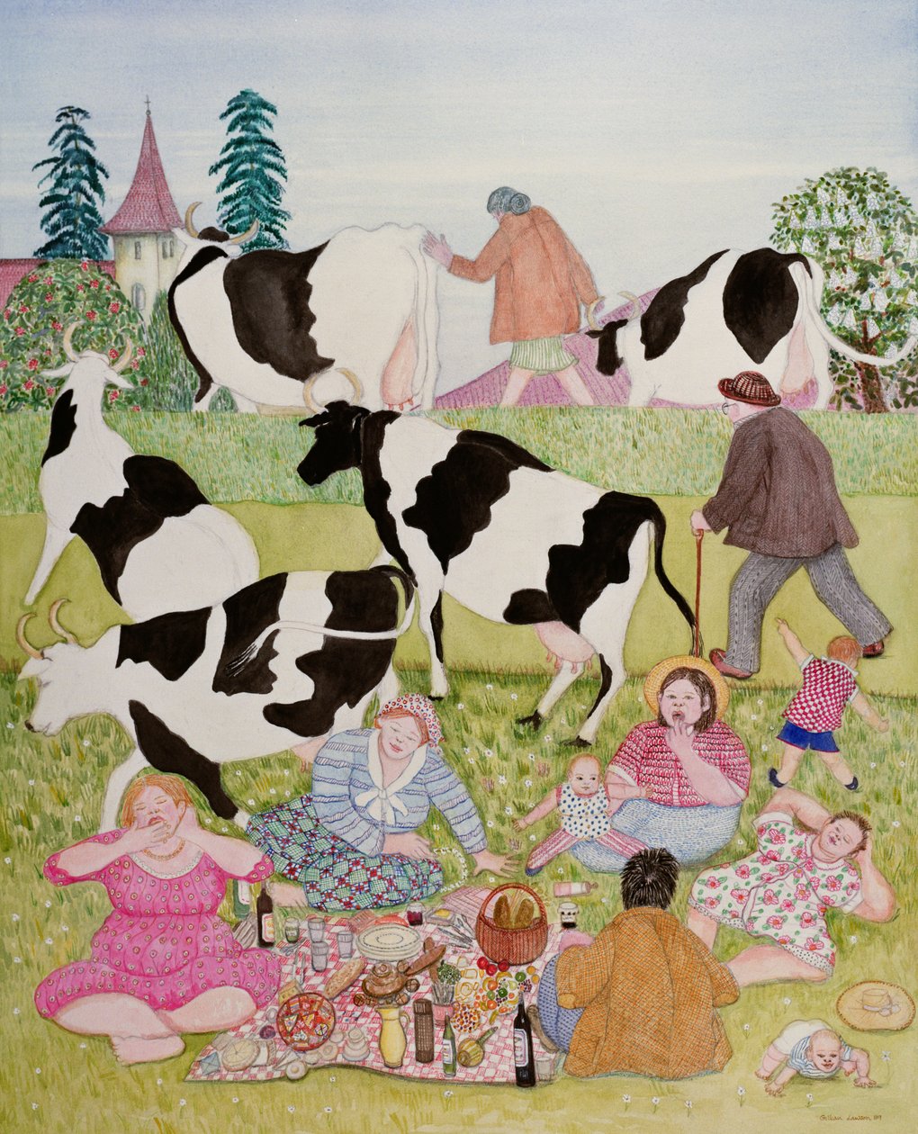 Picnic with Cows by Gillian Lawson