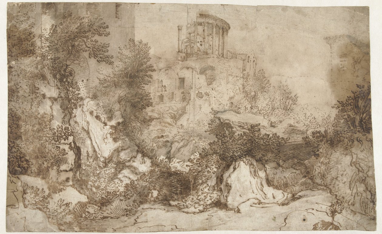 Temple of Sybil in Tivoli by Gillis van Valckenborch