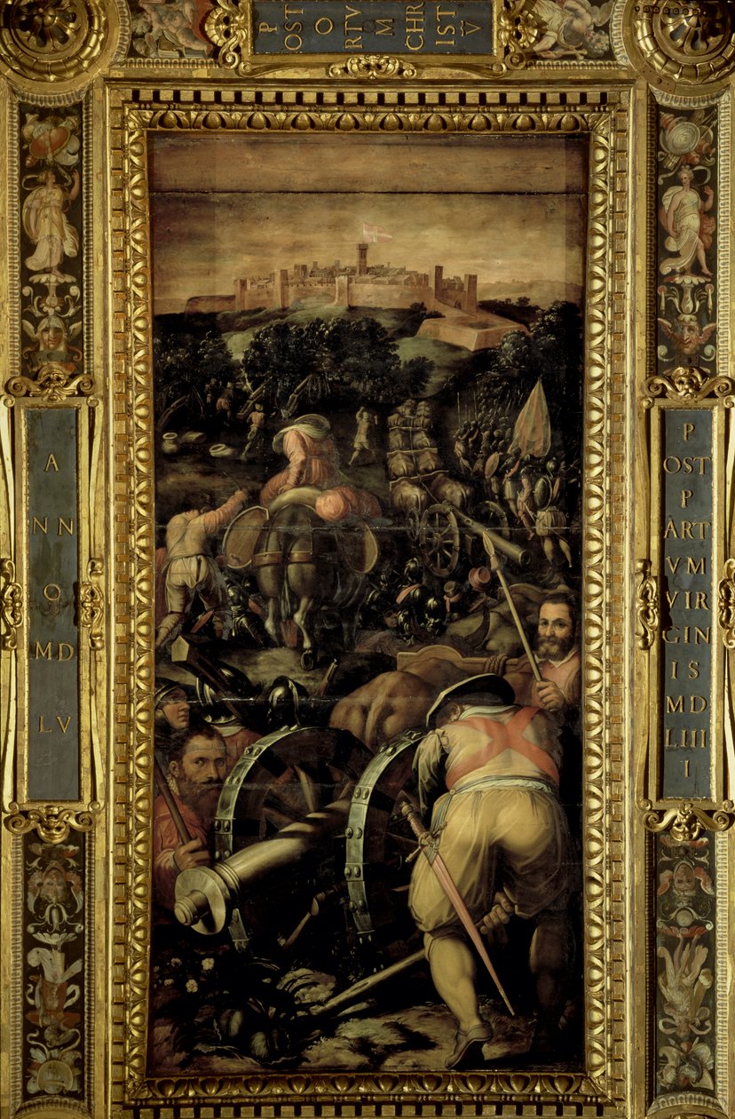 The Capture of Monteriggioni from the ceiling of the Salone dei Cinquecento, 1565 by Giorgio Vasari