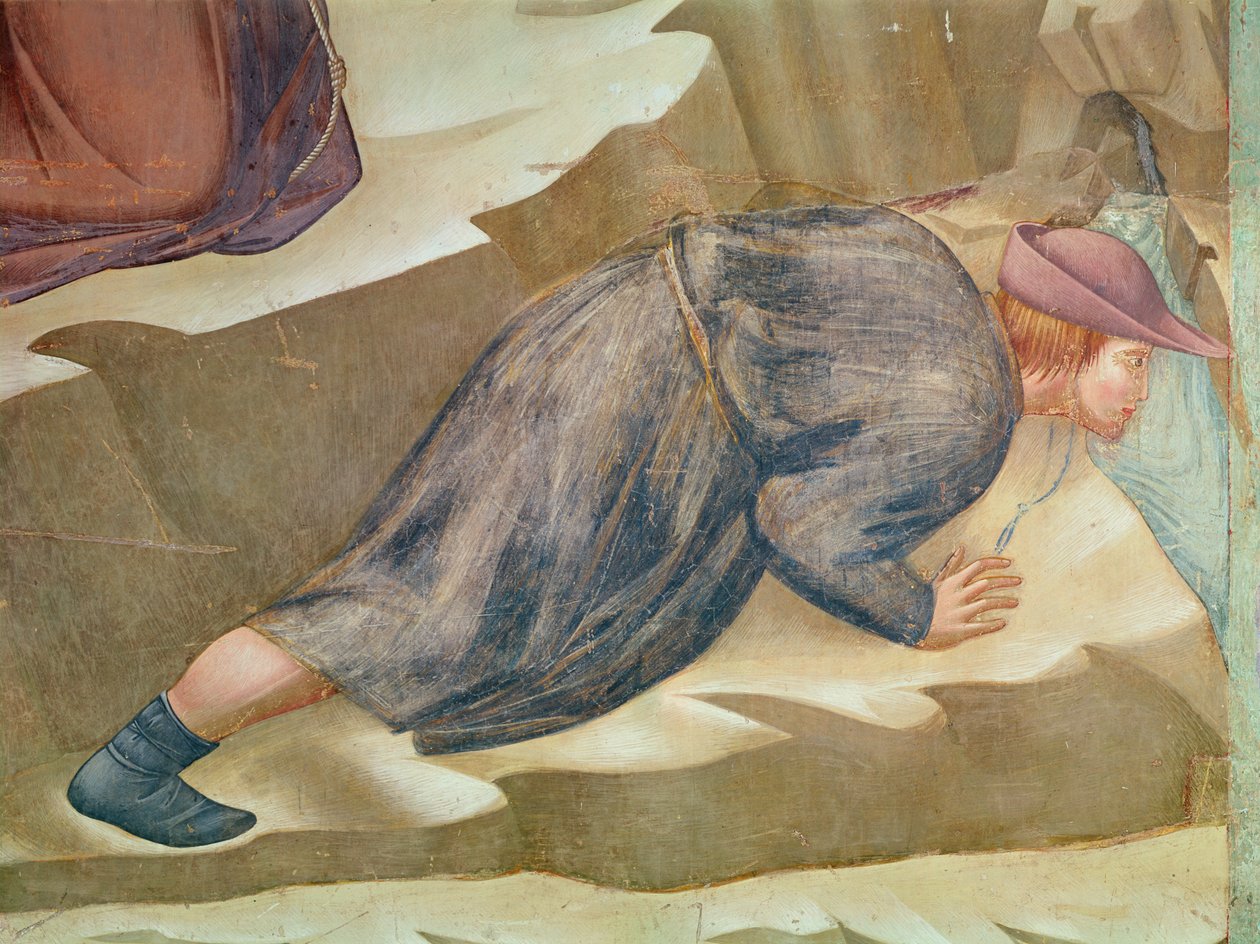 The Miracle of the Spring, detail of a man drinking (detail) by Giotto di Bondone