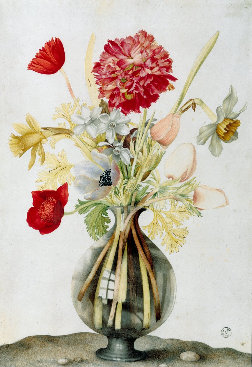 Glass Vase with a Bunch of Flowers by Giovanna Garzoni