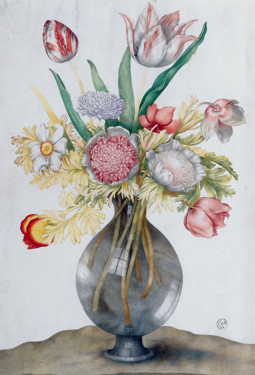 Glass Vase with a Bunch of Flowers by Giovanna Garzoni