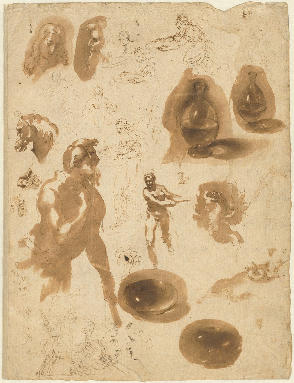Sheet of Studies by Ambrogio Giovanni Figino