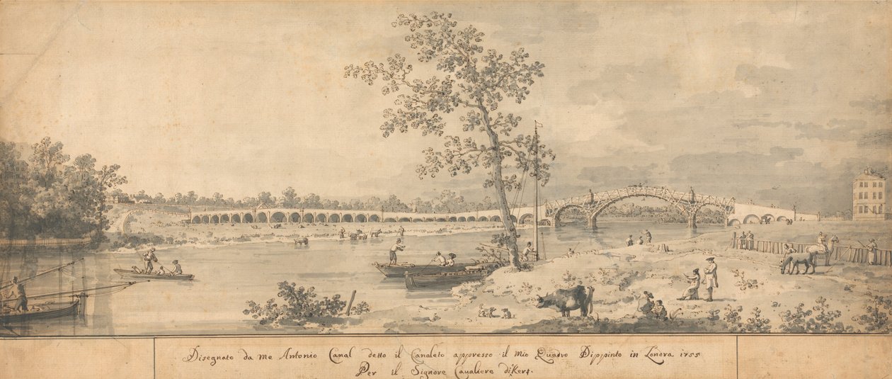 Old Walton Bridge Seen from the Middlesex Shore by Giovanni Antonio Canal