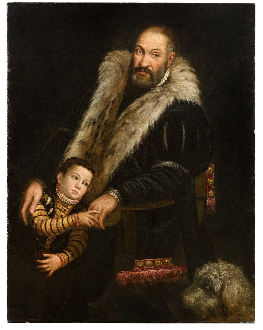 Portrait of a Gentleman and a Child with a Dog by Giovanni Antonio Fasolo