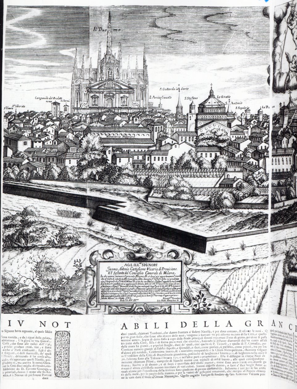 A Section of a Map of Milan, 1640 by Giovanni Battista Bonacina