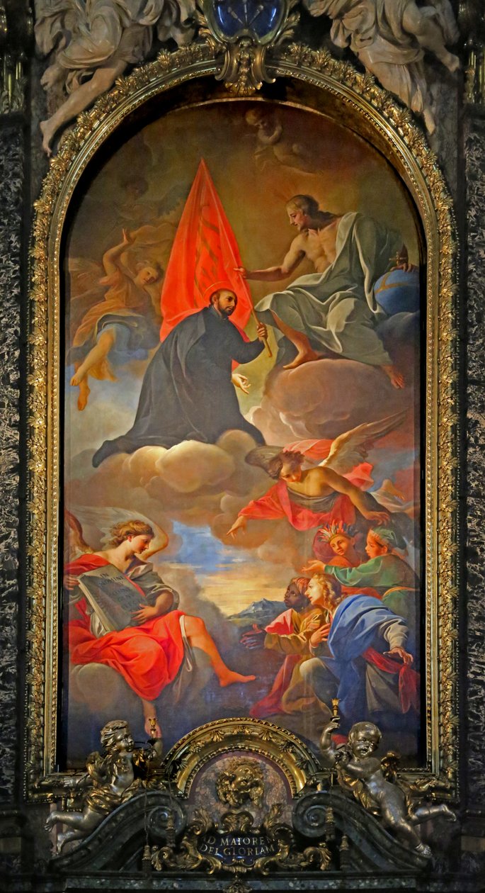 Painting of a Saint with Christ, Angels and Worshippers by Giovanni Battista Gaulli