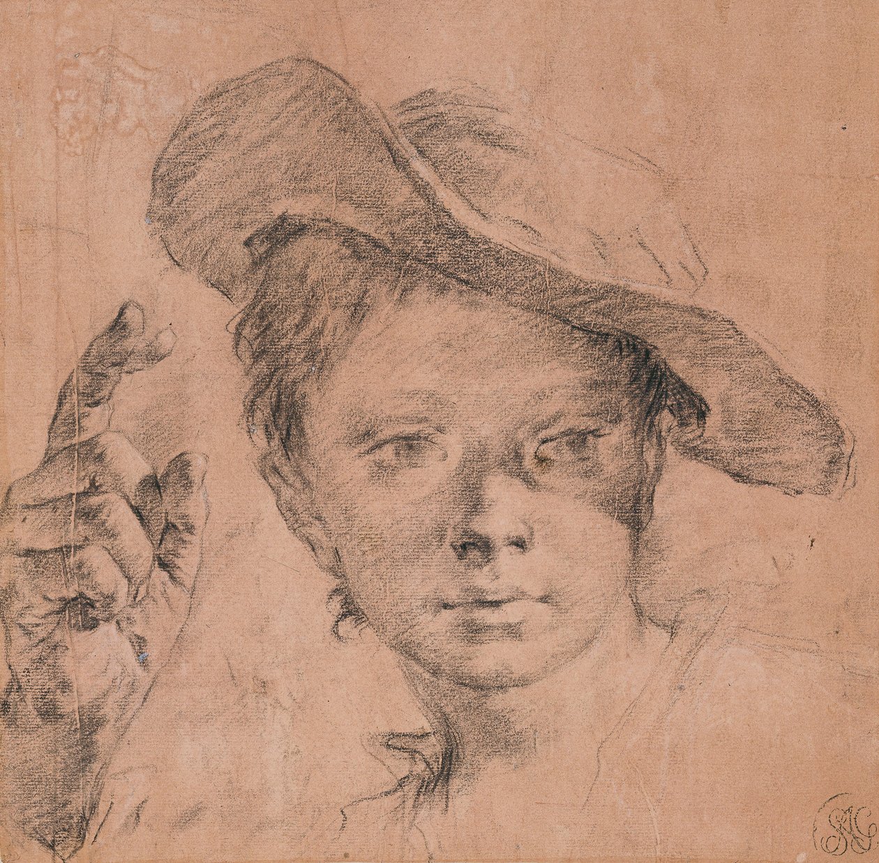 Portrait of a Boy Pointing with Raised Right Hand, c. 1740-1745 by Giovanni Battista Piazzetta