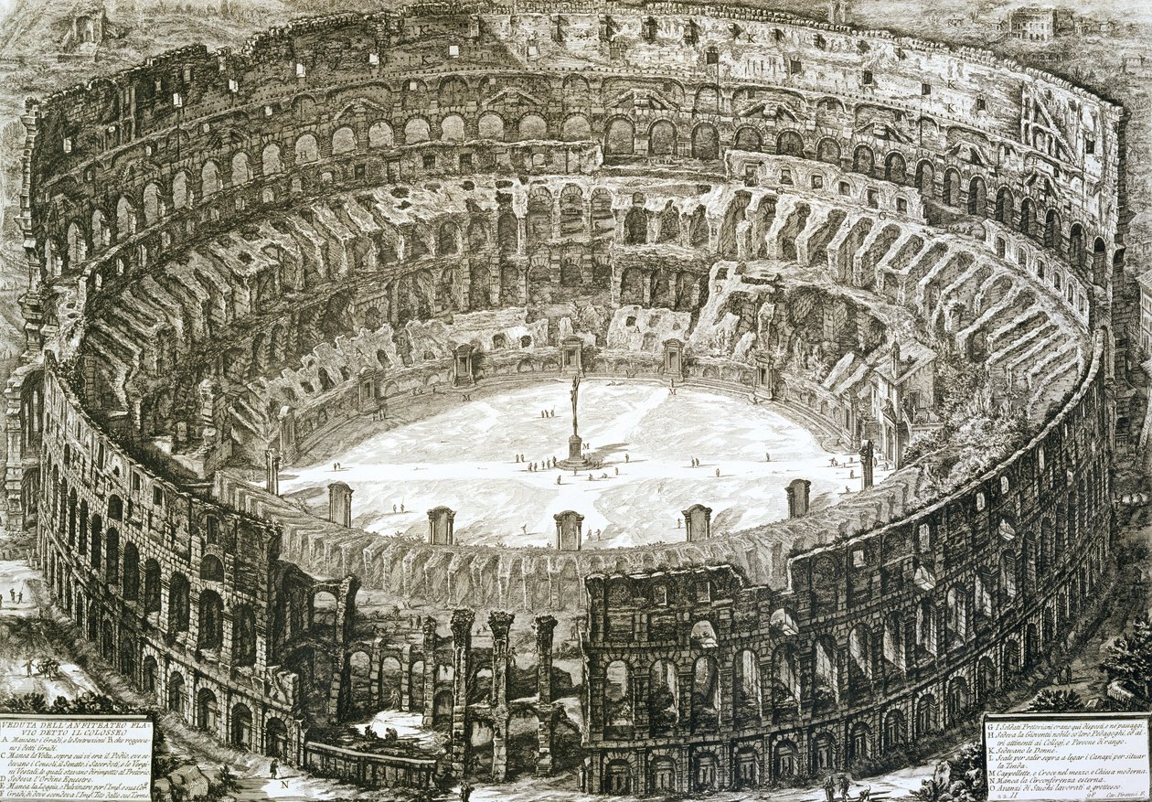 Aerial view of the Colosseum in Rome from 