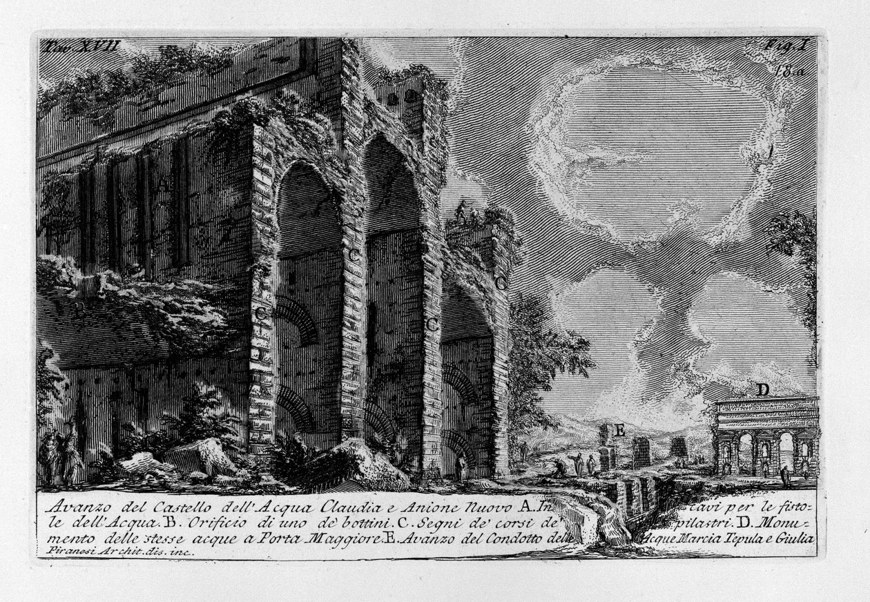 Remains of the Castle of the Aqua Claudia and Anio Novus by Giovanni Battista Piranesi