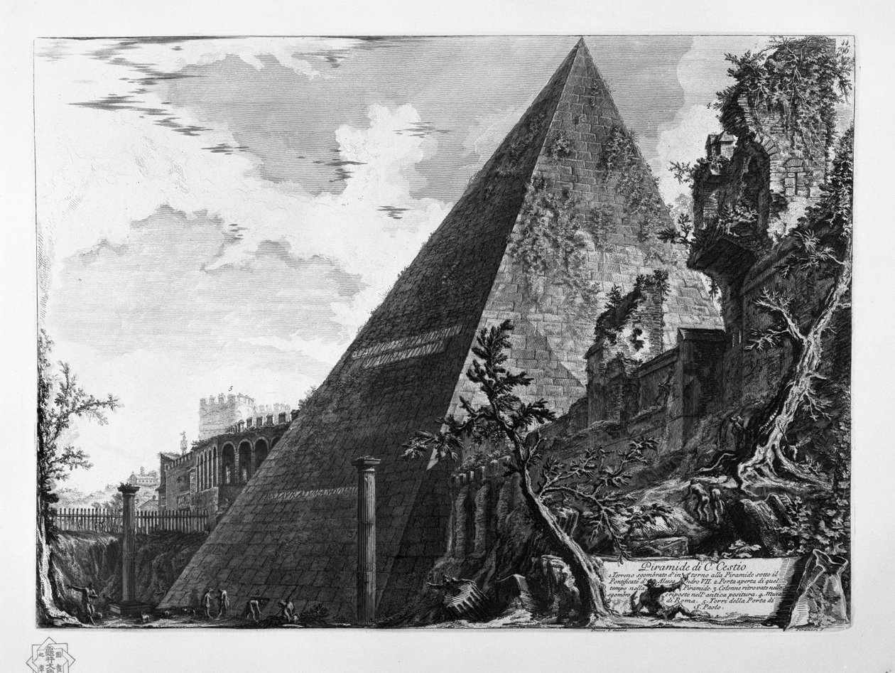 Pyramid of Caius Cestius by Giovanni Battista Piranesi