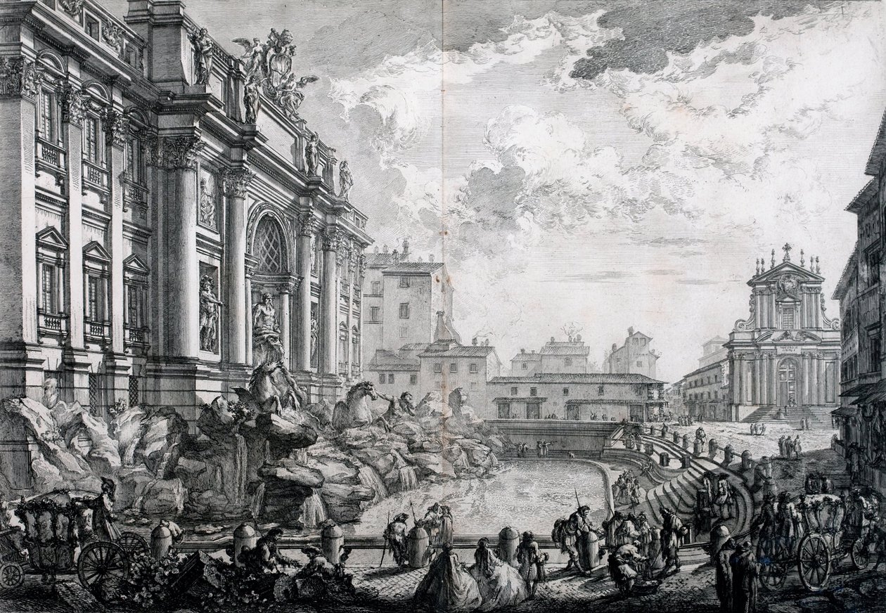 Side View of the Trevi Fountain, formerly the Acqua Vergine from Vedute di Roma (Views of Rome) by Giovanni Battista Piranesi