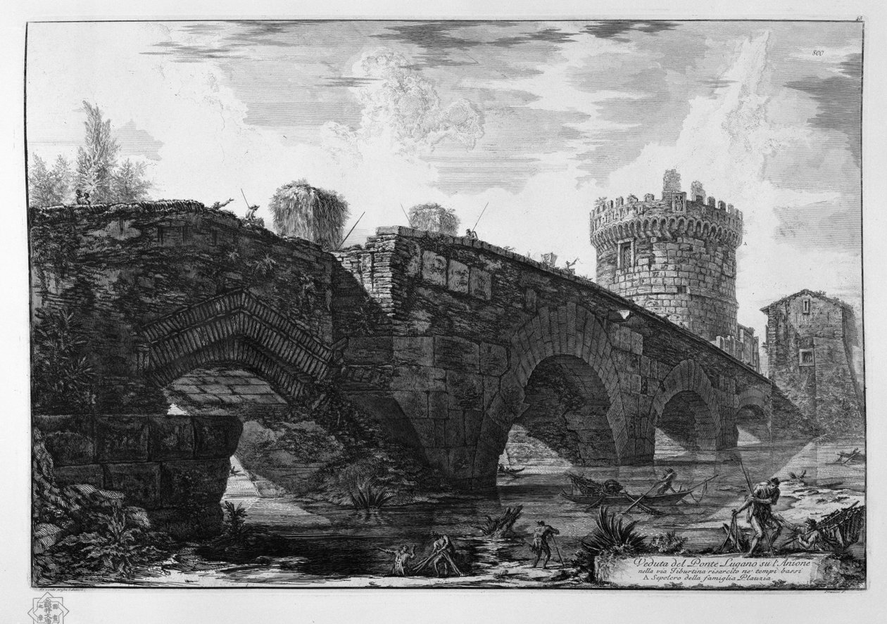 View of the Lugano Bridge on the Aniene on the Via Tiburtina Restored in Later Times by Giovanni Battista Piranesi