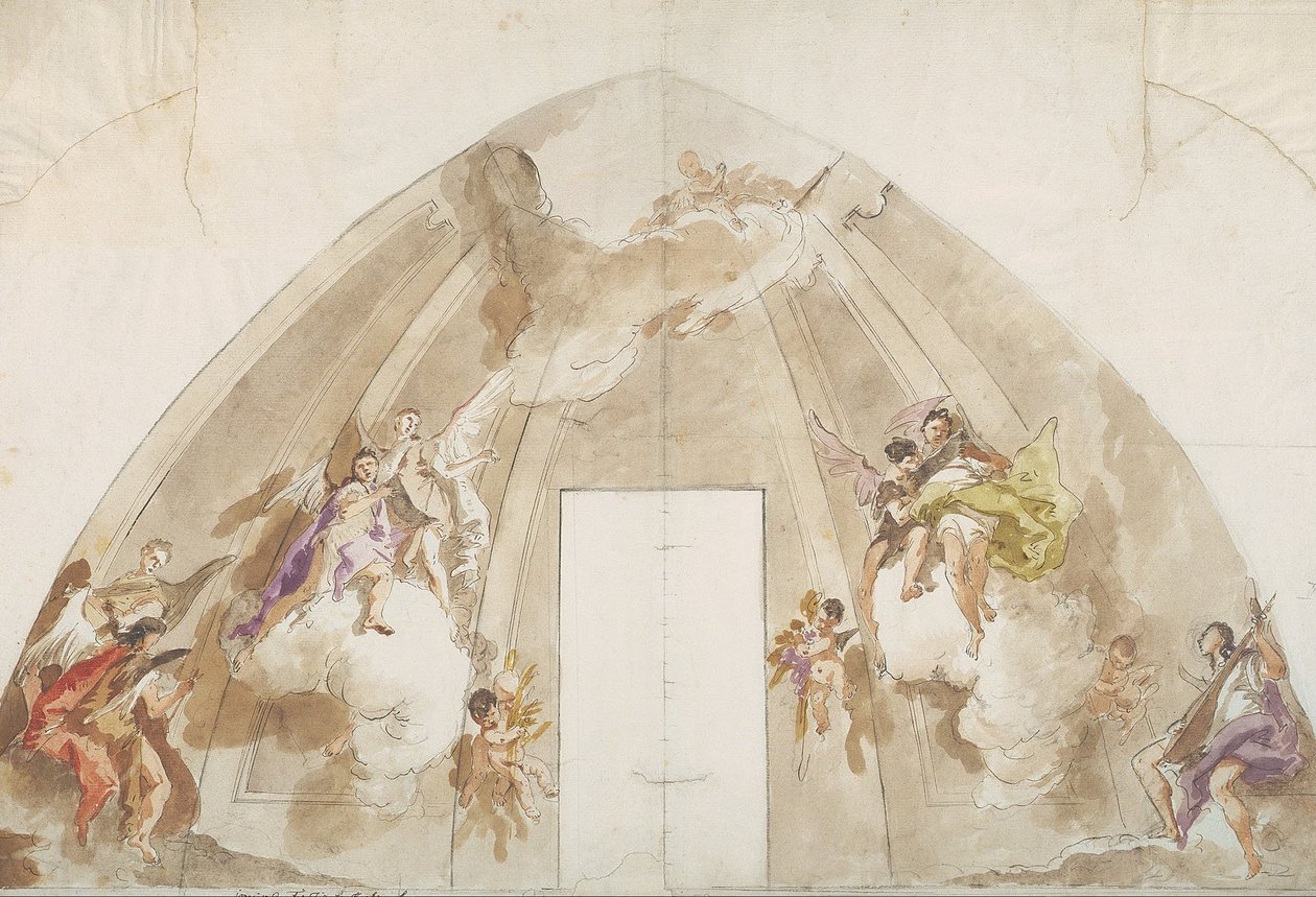 Singing and Music-Making Angels (Preparatory drawing for the ceiling of Udine Cathedral) by Giovanni Battista Tiepolo