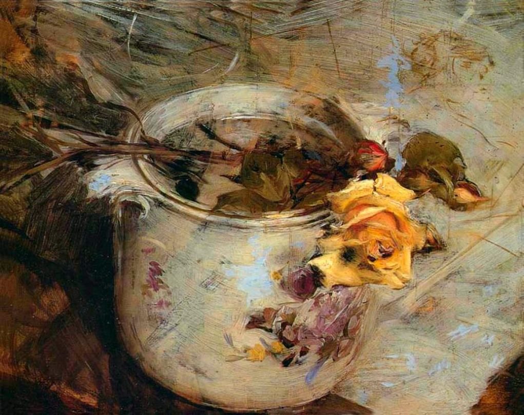 The Rose in Vase of Sassonian by Giovanni Boldini