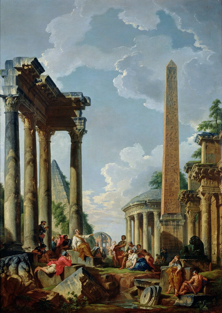 Architectural Capriccio with a Preacher in the Ruins, c.1745 by Giovanni Paolo Pannini