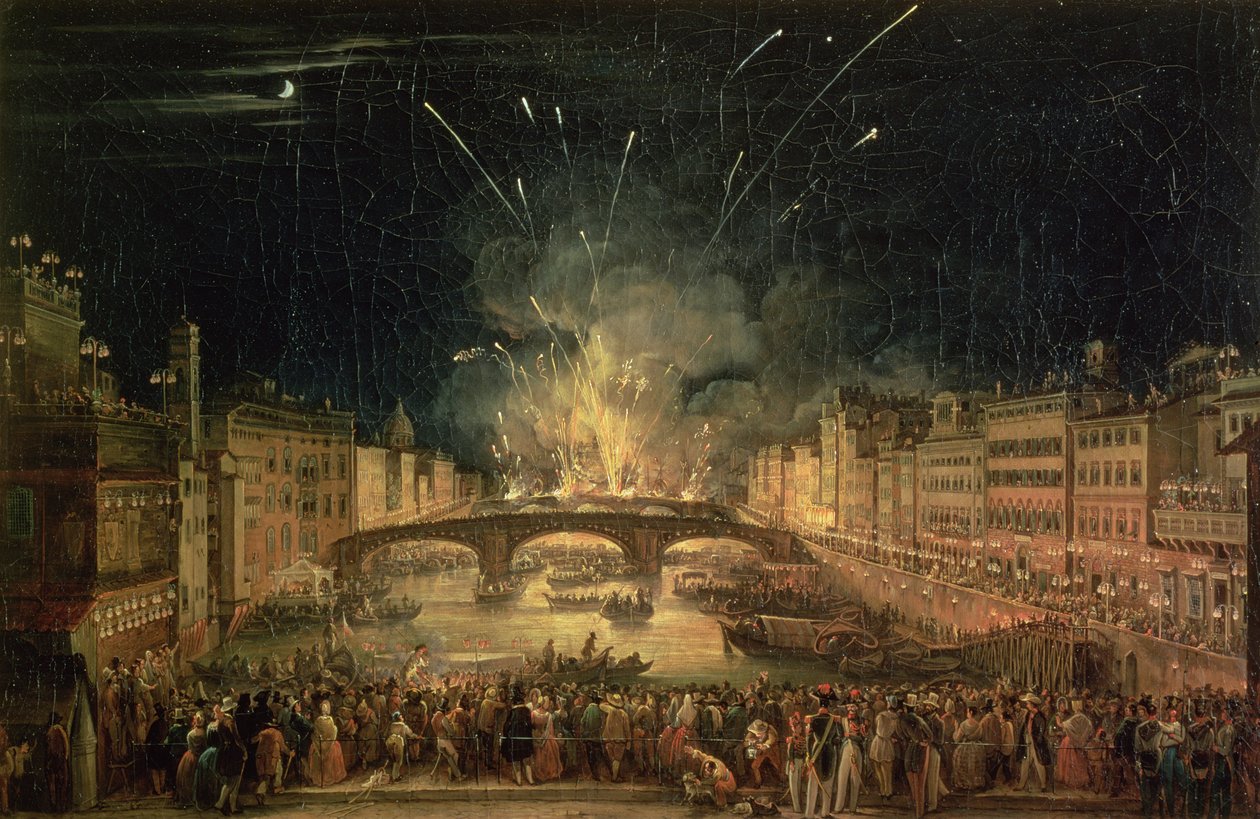Fireworks over the River Arno by Giovanni Signorini