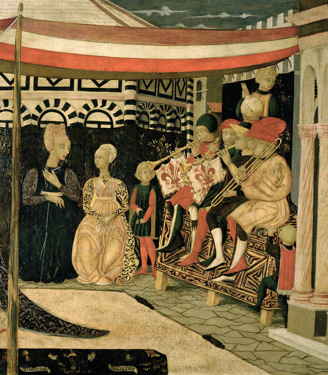 Left panel of the Adimari Cassone (detail) by Giovanni di Ser Giovanni