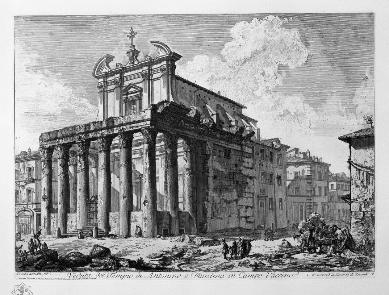 View of the Temple of Antoninus and Faustina in Campo Vaccino by Giovanni Battista Piranesi