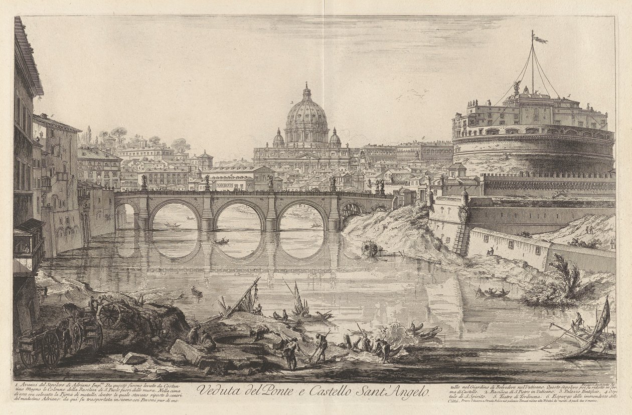 View of the Bridge and Castle Sant by Giovanni Battista Piranesi