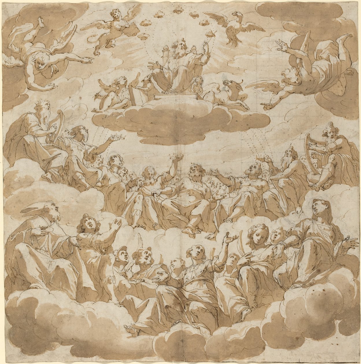 God Enthroned Surrounded by Saints by Giovanni Battista Trotti