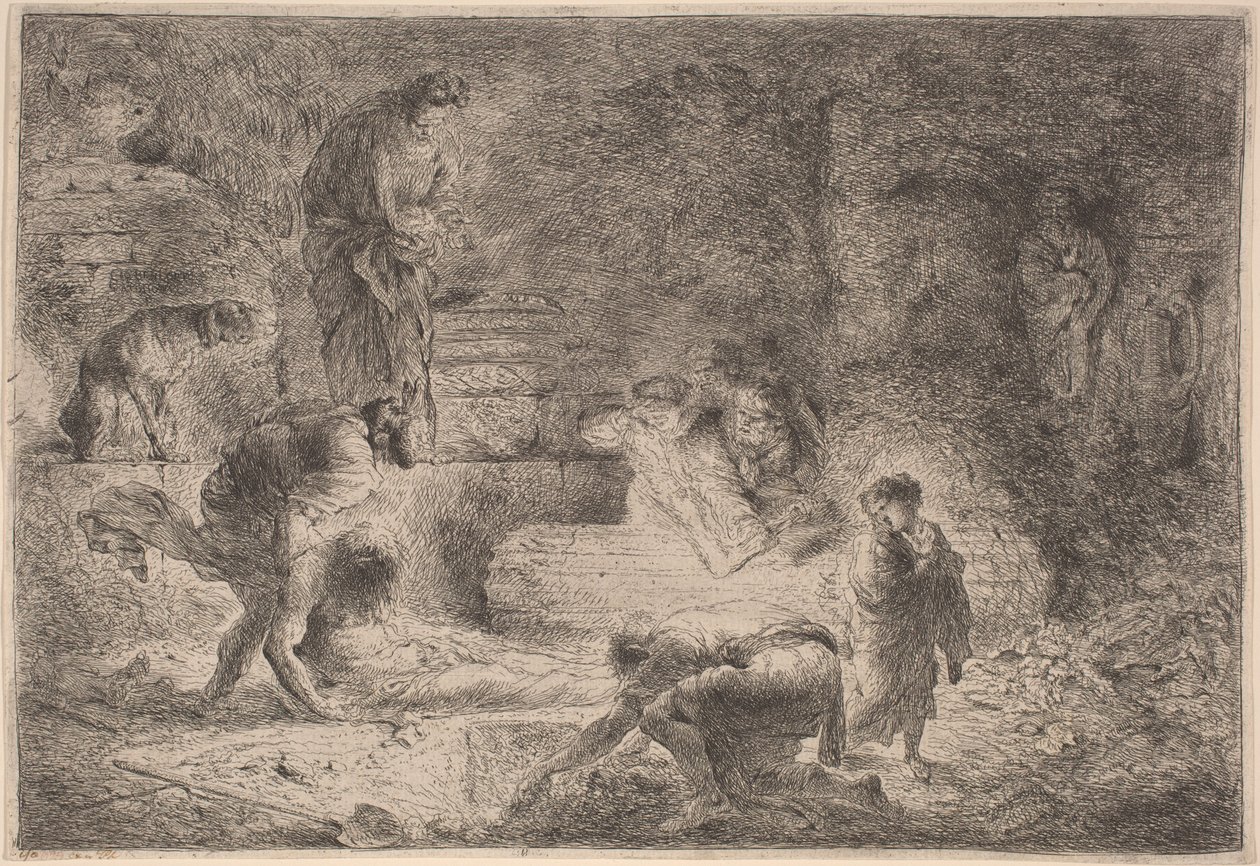Tobit Burying the Dead by Giovanni Benedetto Castiglione