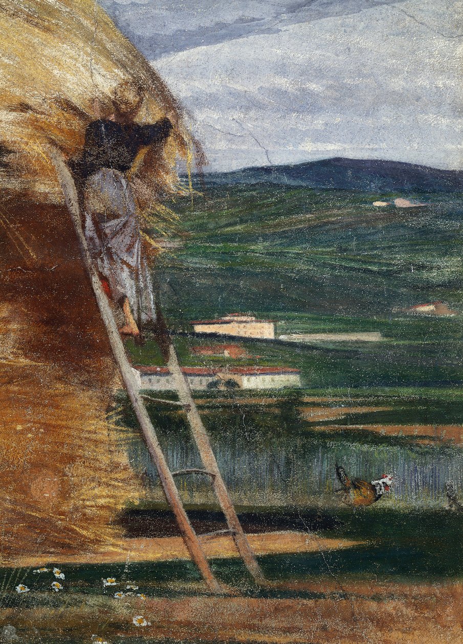 Haystack, a peasant on a ladder by Giovanni Boldini