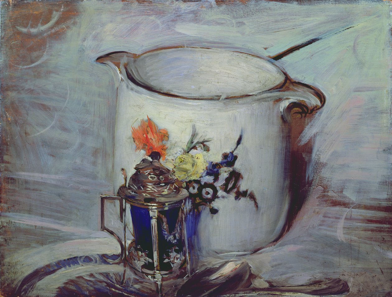 Still life with mustard pot and pitcher by Giovanni Boldini
