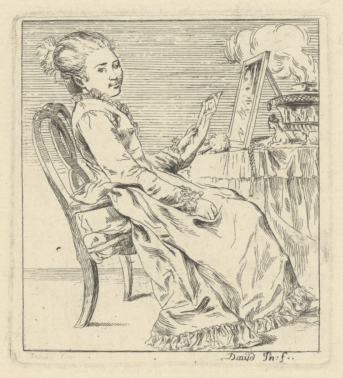 A Seated Young Woman Holding a Letter by Giovanni David