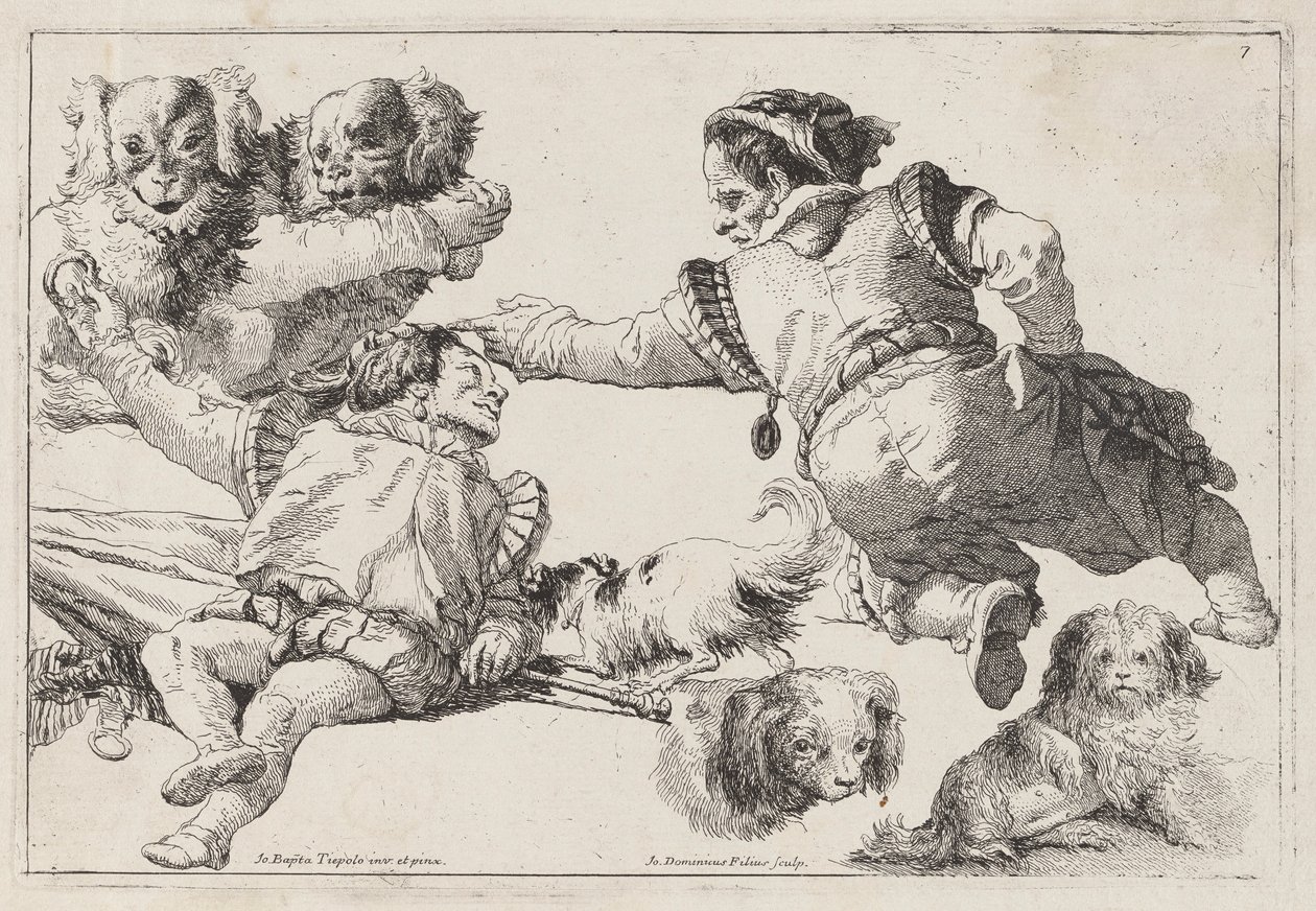 Dwarves and Dogs by Giovanni Domenico Tiepolo