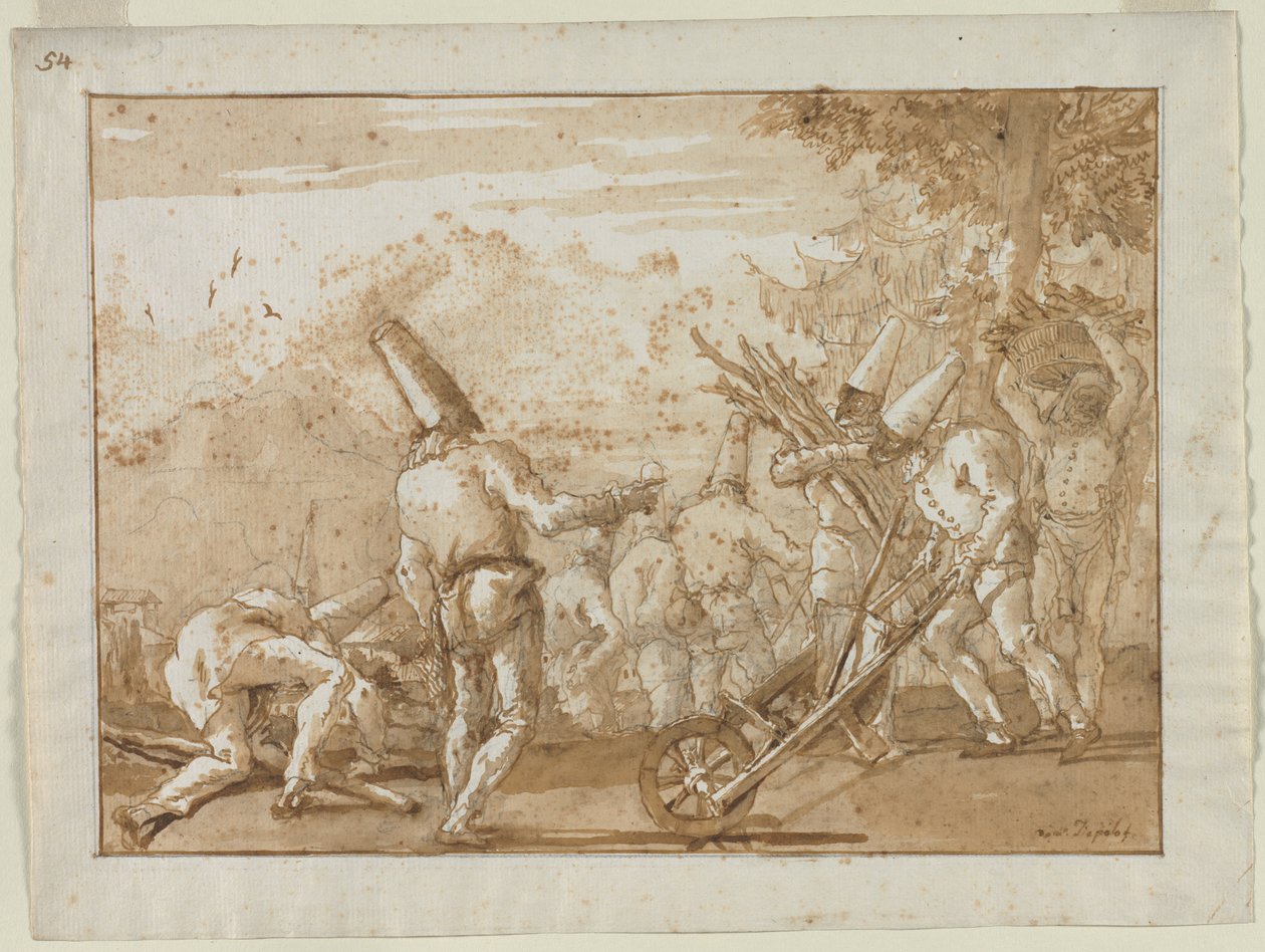 Gathering Wood by Giovanni Domenico Tiepolo