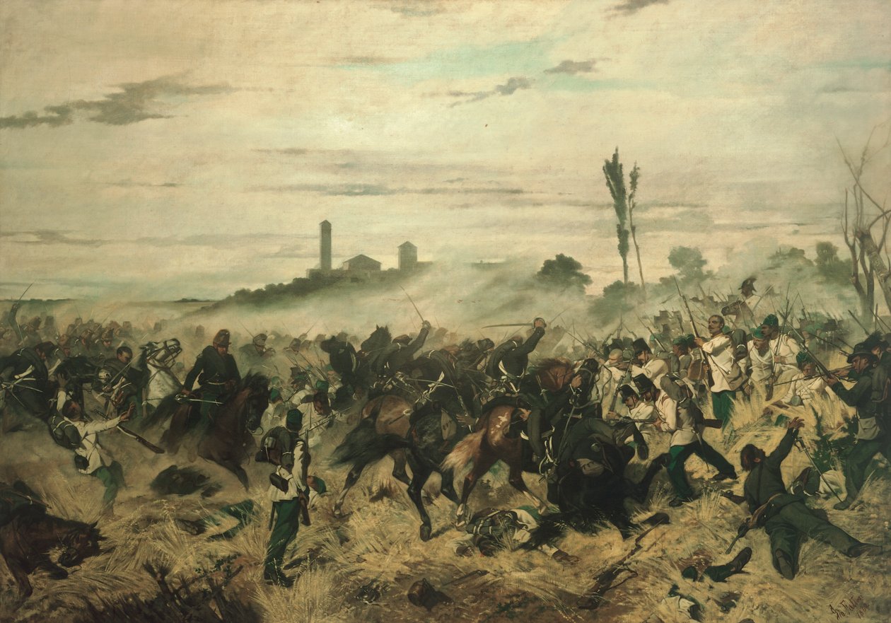The Battle of Montebello by Giovanni Fattori
