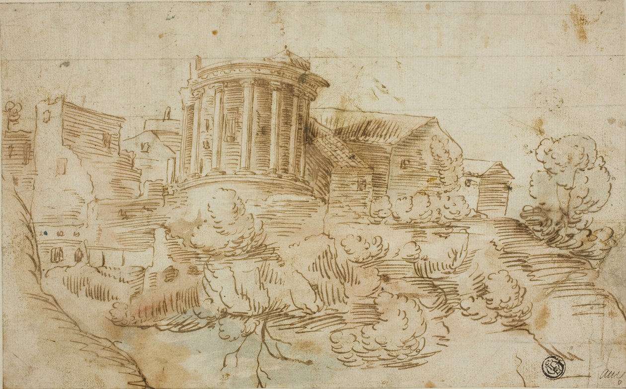 View of Temple of Vesta, Tivoli by Giovanni Francesco Grimaldi