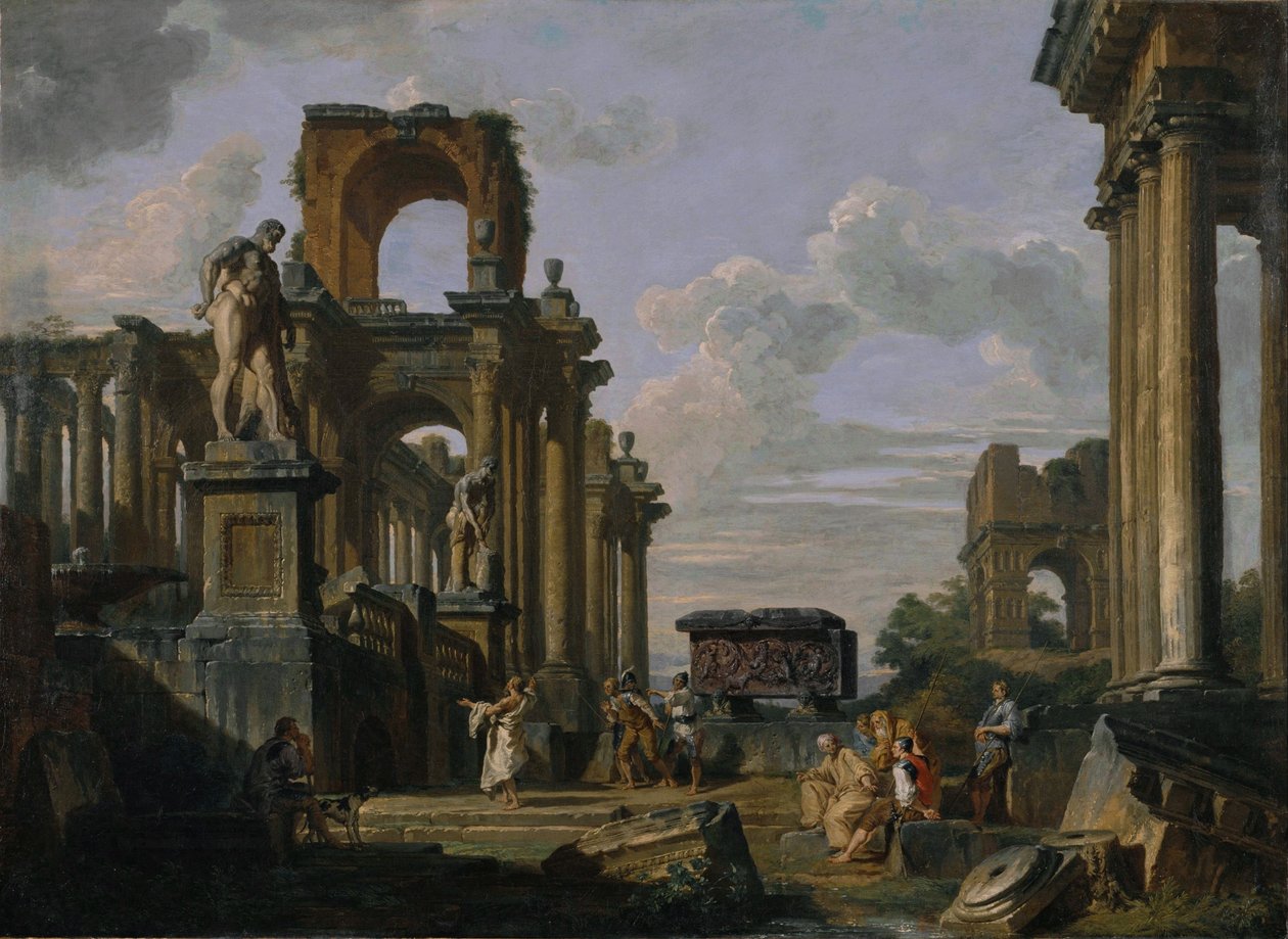 Ancient Architecture and Sculpture Capriccio by Giovanni Paolo Panini