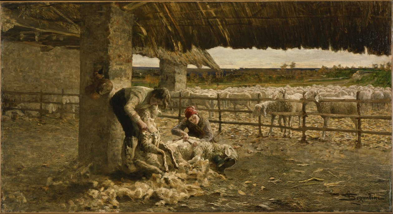 The Sheepshearing by Giovanni Segantini