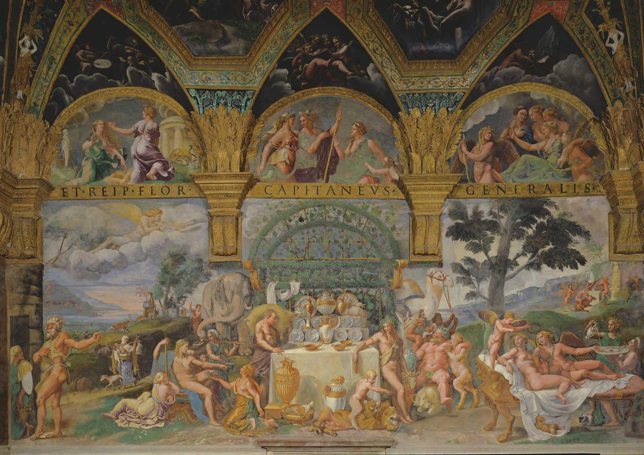 The Noble Banquet Celebrating the Marriage of Cupid and Psyche from the Sala di Amore e Psiche, 1527-31 by Giulio Romano
