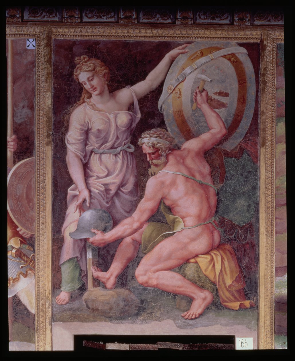 Vulcan forging the armour of Achilles by Giulio Romano