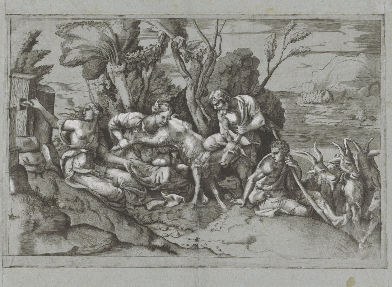 Jupiter Nursed by the Goat Amalthea by Giulio Bonasone