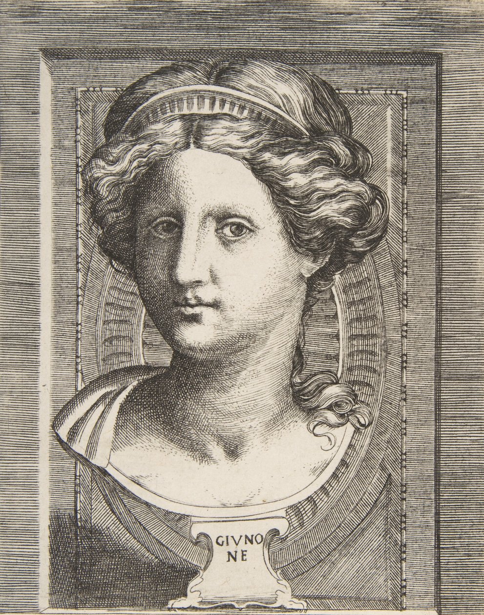 Sculpted Head of Juno by Giulio Bonasone