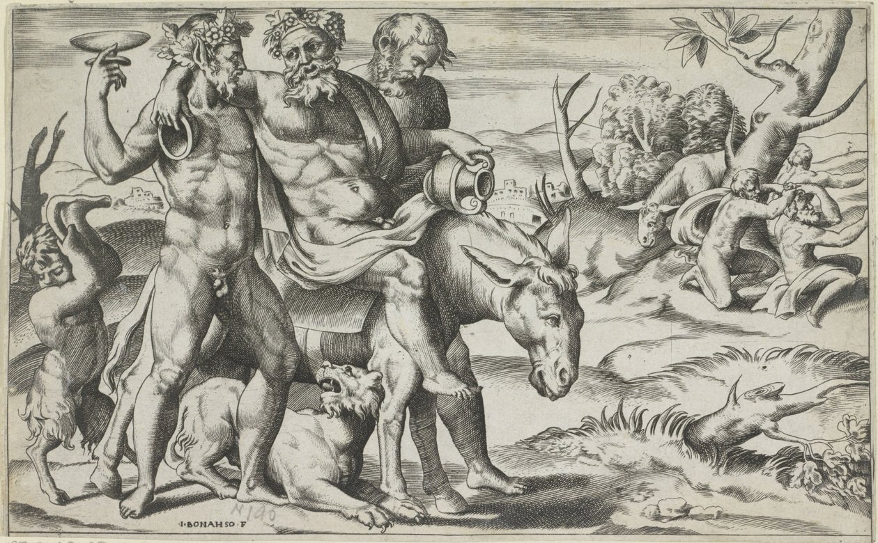 Silenus Riding on a Donkey by Giulio Bonasone