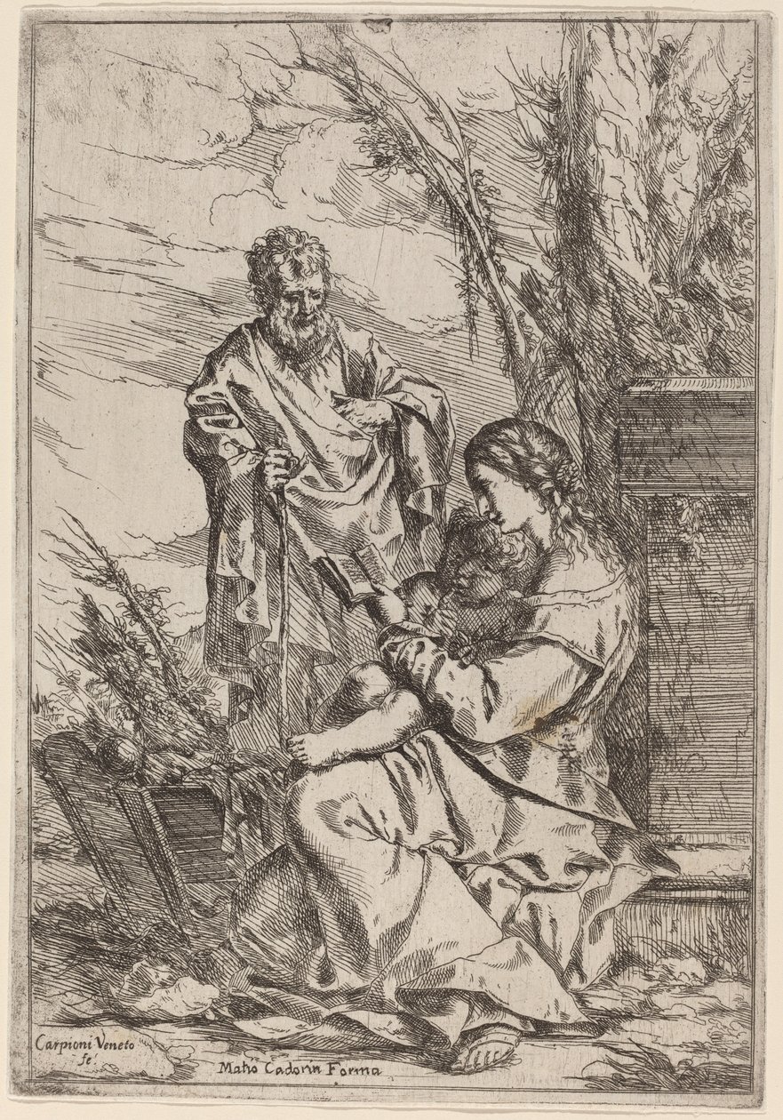 Holy Family with the Virgin Reading by Giulio Carpioni