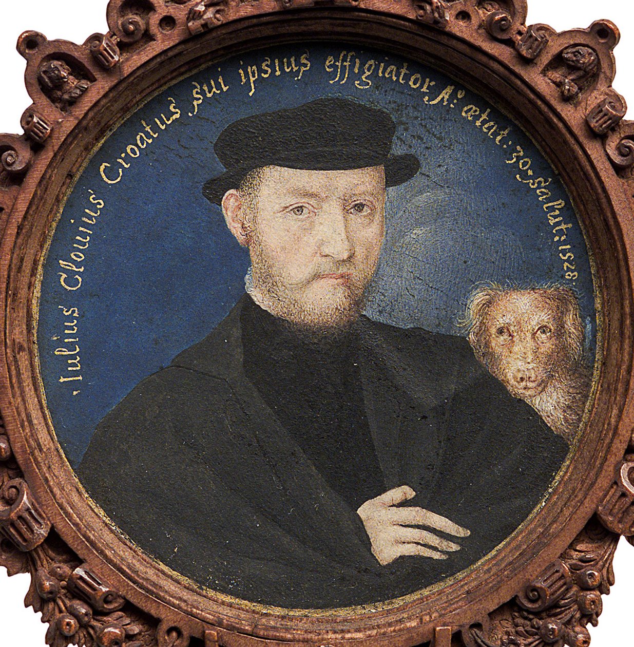 Self-Portrait with Dog by Giulio Clovio