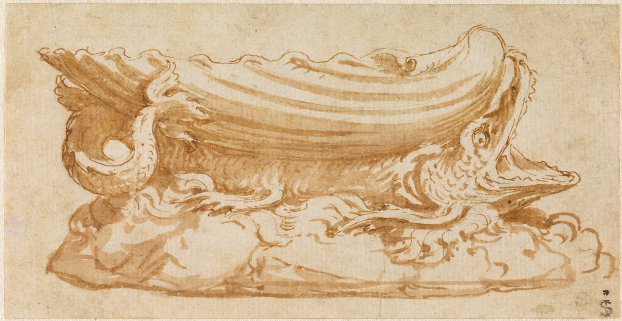 Design for a Silver Saltcellar by Giulio Romano