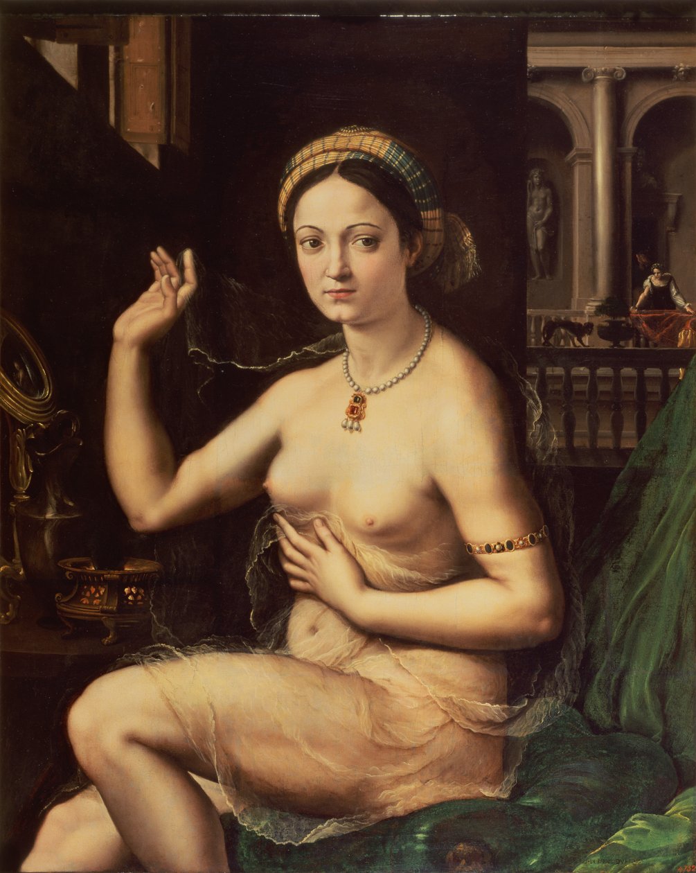 Woman with a Mirror by Giulio Romano
