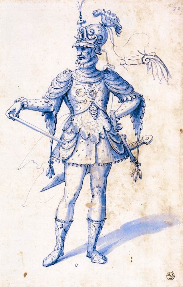 Costume Drawing for a Knight by Giuseppe Arcimboldo