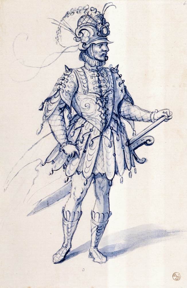 Costume Drawing for a Knight by Giuseppe Arcimboldo