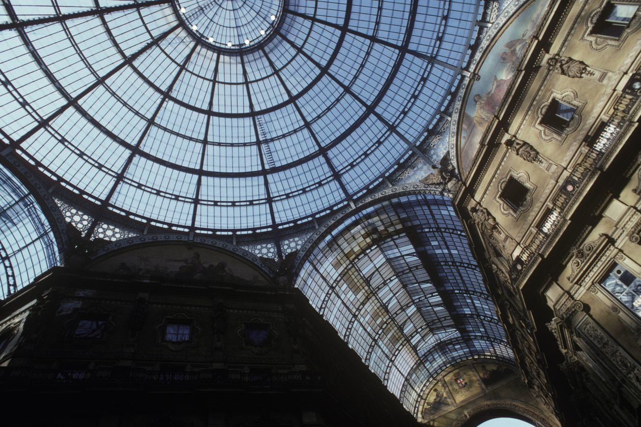Upward View of the Glass Dome and Pendentive, Completed 1877 by Giuseppe Mengoni